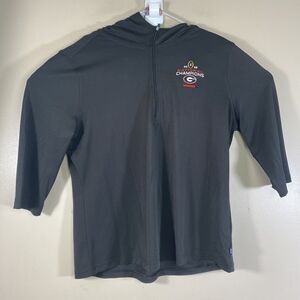 2022 Georgia National Champions Pullover Womens XL Black Hooded 1/2 Zip New
